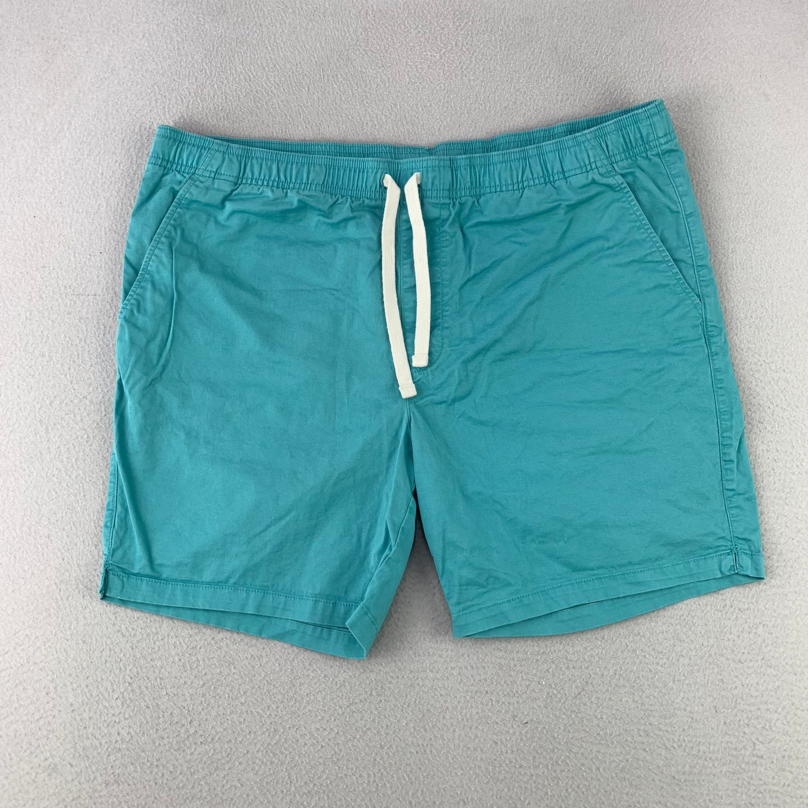Goodfellow Chino Shorts Mens L Teal Blue Drawstring Elastic Waist 7" Inseam